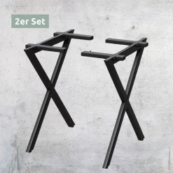 Alternative view of X-Struktur Tischgestell mit Querbalken Metall Schwarz | 1 Paar (2 Stück)