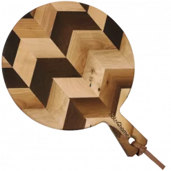 Rundes Schneidebrett | Servierbrett Birke Herringbone | Dunkel