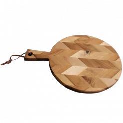 Rundes Schneidebrett | Servierbrett Birke Herringbone | Hell