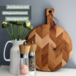 Alternative view of Rundes Schneidebrett | Servierbrett Birke Herringbone | Hell