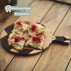 Alternative view of Rundes Schneidebrett | Servierbrett Birke Herringbone | Dunkel