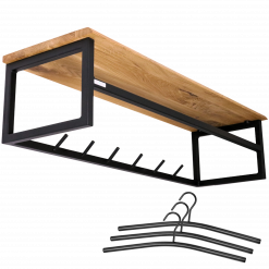 Wandgarderobe mit Ablage aus Eiche und Metall - Kleidergarderobe Flur
