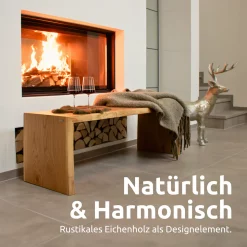 Alternative view of Massivholz Hocker I Bank aus Eiche mit Baumkante | S