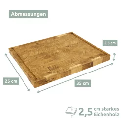 Premium Schneidebrett Stirnholz aus Eiche - M