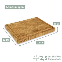 Premium Schneidebrett Stirnholz aus Eiche - S