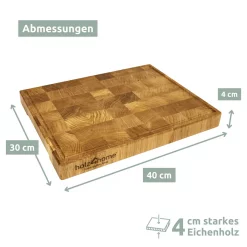 Premium Schneidebrett Stirnholz aus Eiche - L