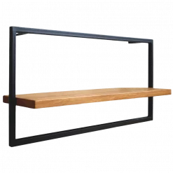 Wandregal long Schwarz Gerahmt I Industrial Style - ohne Baumkante, Natur