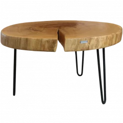 Couchtisch aus einer Baumscheibe | Ø65-80cm | massive Eiche