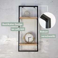 Alternative view of Wandregal high Schwarz Gerahmt I Industrial Style
