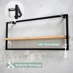 Alternative view of Wandregal long Schwarz Gerahmt I Industrial Style